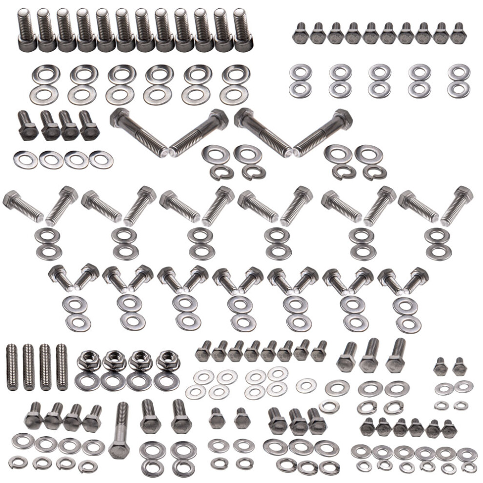 Bfo Stainless Steel Engine Bolt Kit Set Small Block For Chevy 265 283 302 305 307