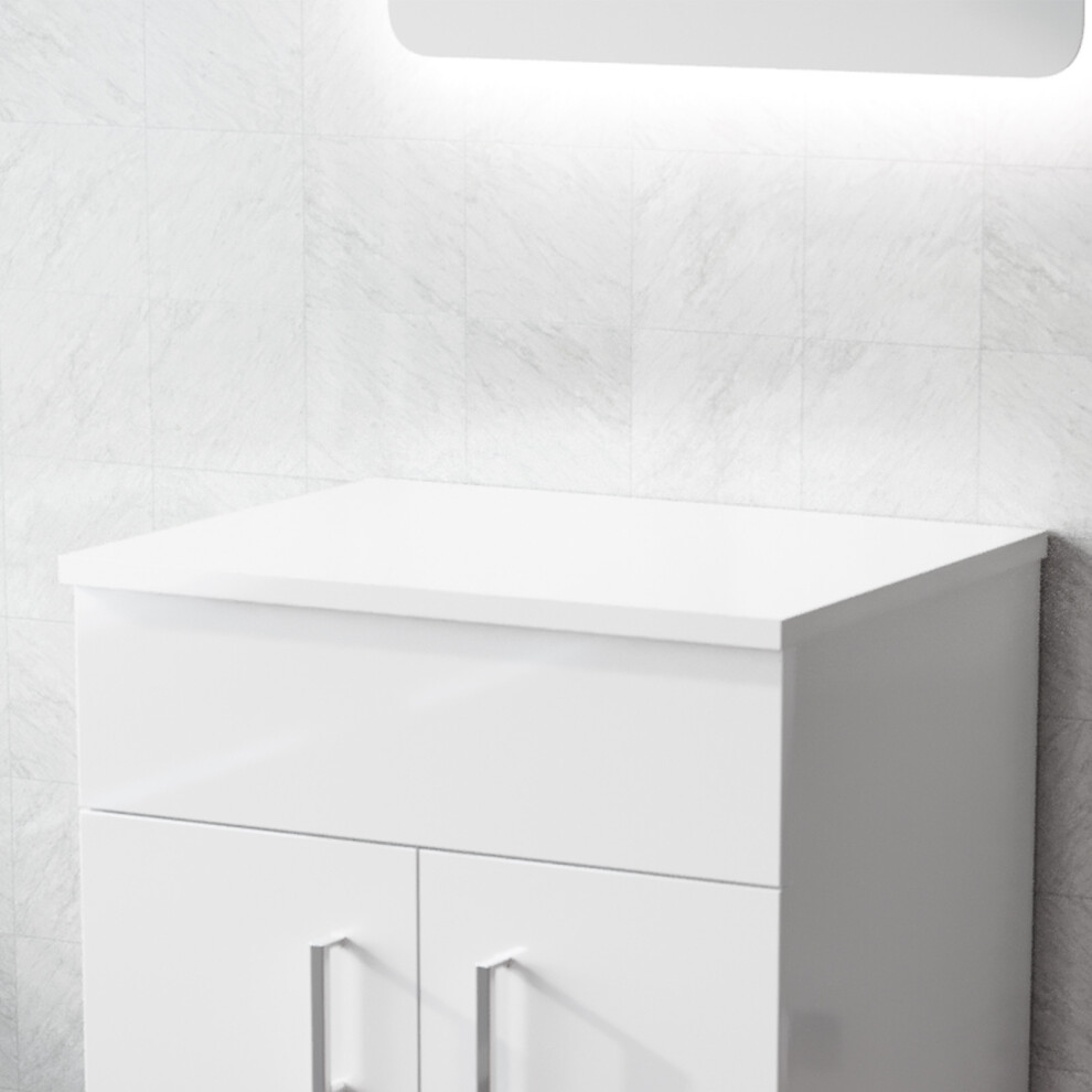 Nes Home 505mm Gloss White MDF Bathroom Worktop For Vanity Cabinet