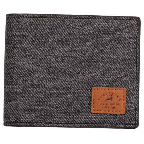 (Dark Gray) Soft Casual Canvas Mens Wallet With Large Bill Slot And Card Compartments