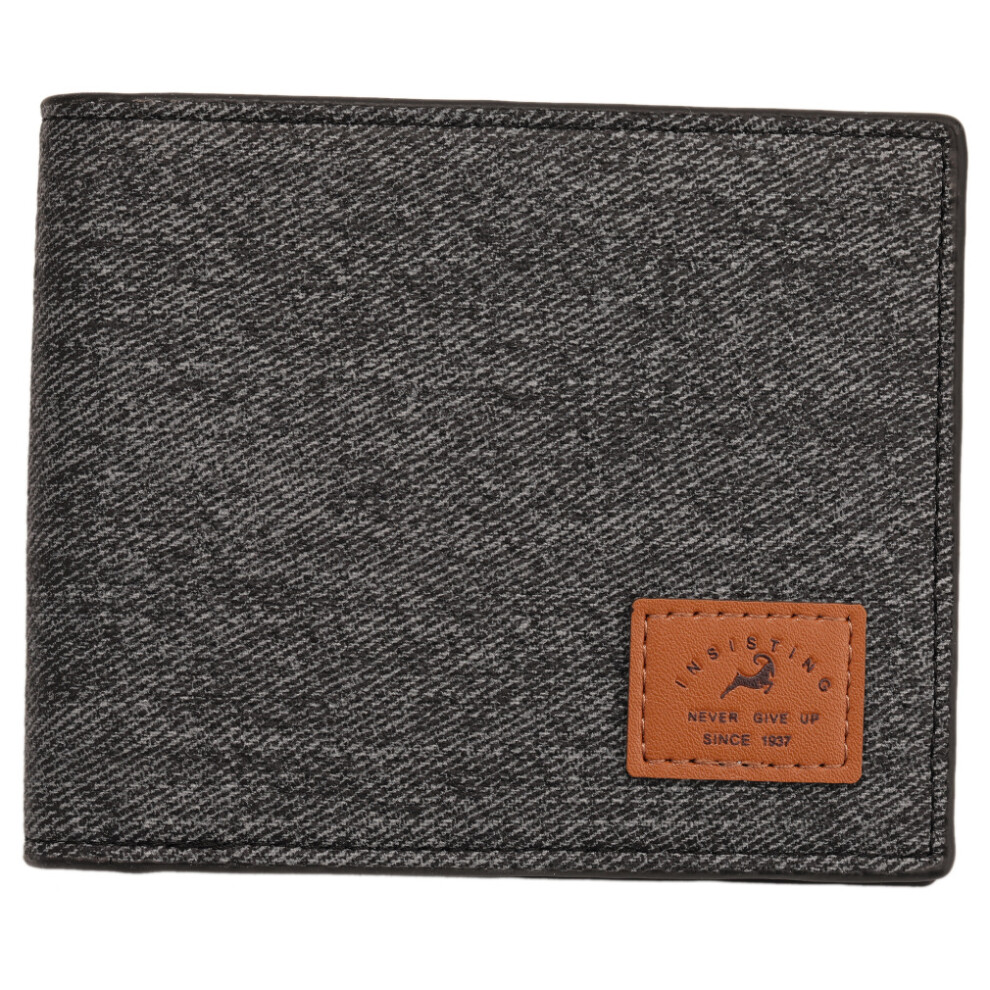 (Dark Gray) Soft Casual Canvas Mens Wallet With Large Bill Slot And Card Compartments
