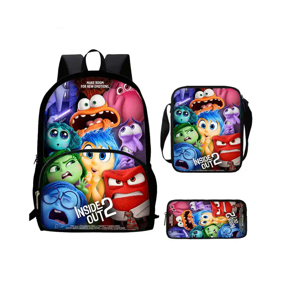 (In-04) 3Pcs Cartoon Inside Out School Backpack Shoulder Bags Pencil Case for Boys Girls