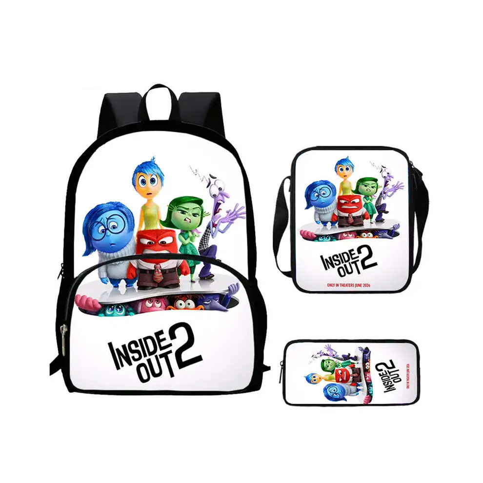 (In-02) 3Pcs Cartoon Inside Out School Backpack Shoulder Bags Pencil Case for Boys Girls