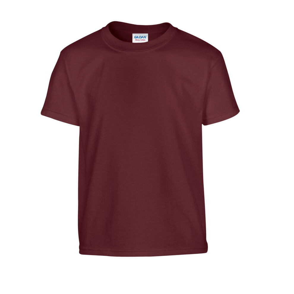 (XL, Maroon) Gildan Childrens/Kids Heavy Cotton T-Shirt