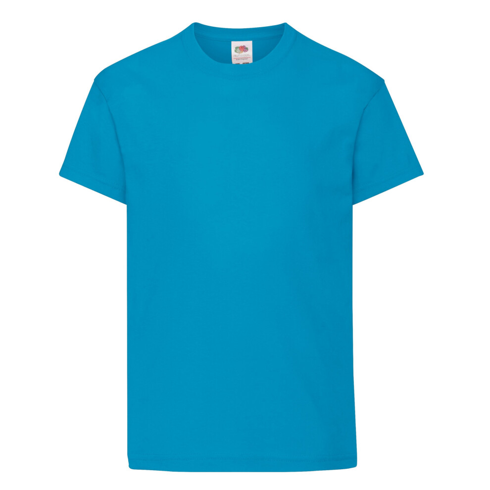 (12-13 Years, Azure) Fruit of the Loom Childrens/Kids Original T-Shirt