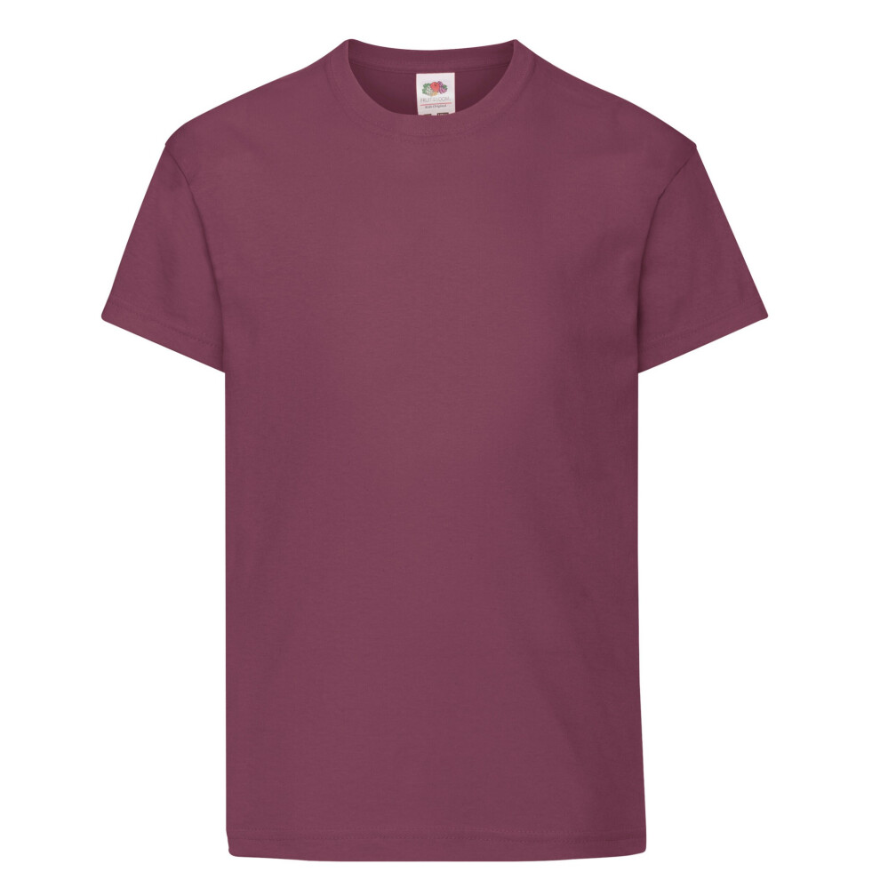 (14-15 Years, Burgundy) Fruit of the Loom Childrens/Kids Original T-Shirt