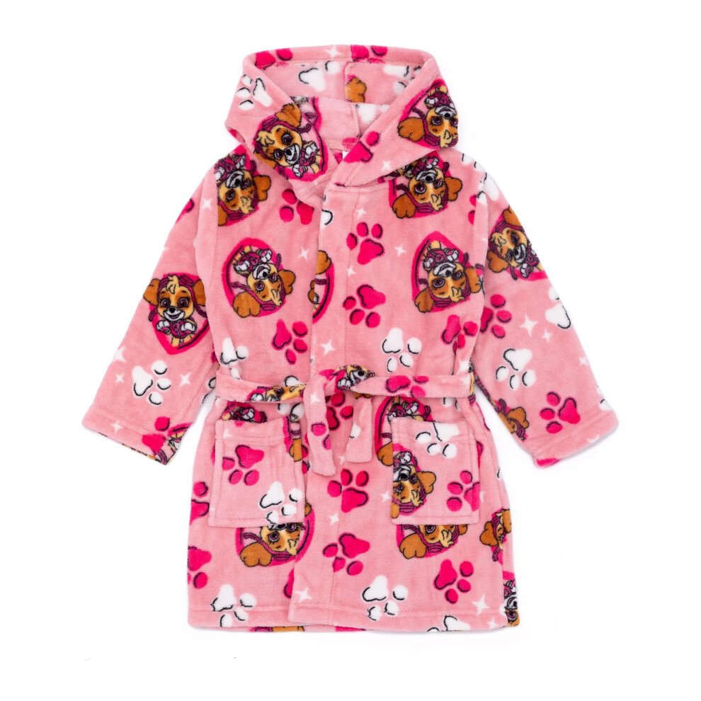 (6-7 Months, Pink) Paw Patrol Girls Hooded Dressing Gown