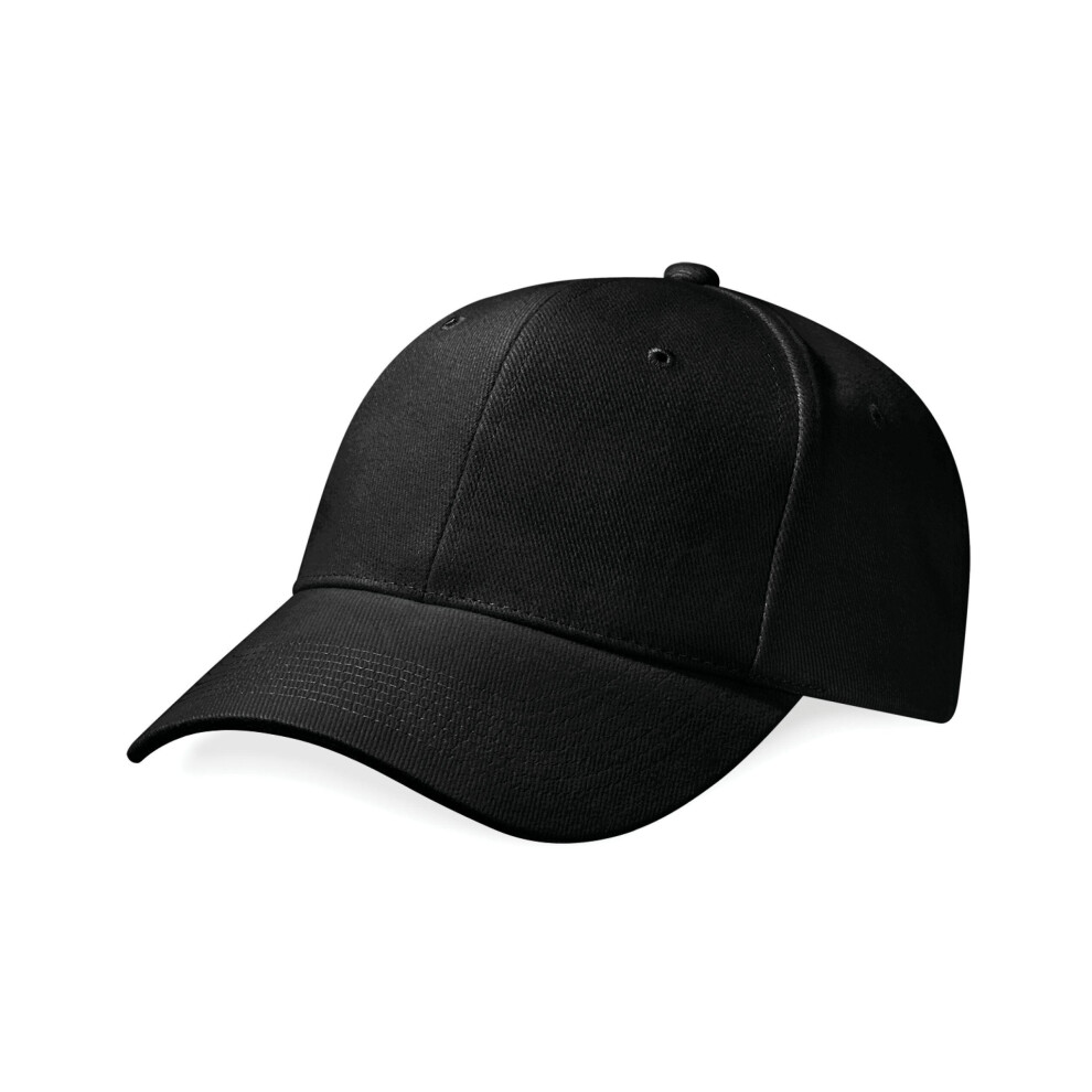 (One Size, Black) Beechfield Unisex Adult Pro-Style Heavy Brushed Cotton Baseball Cap