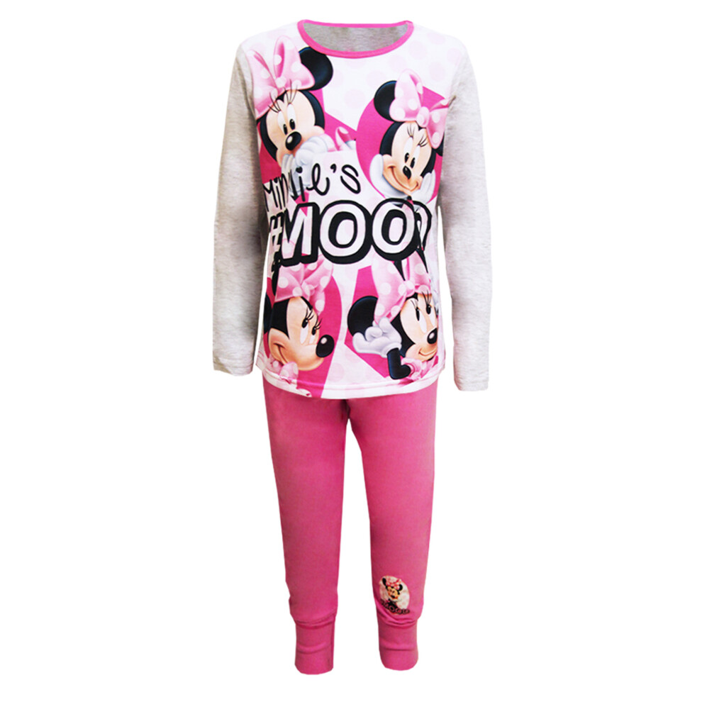 (9-10 Years, Pink/Grey) Disney Mickey & Friends Girls Mood Top And Bottoms Pyjama Set