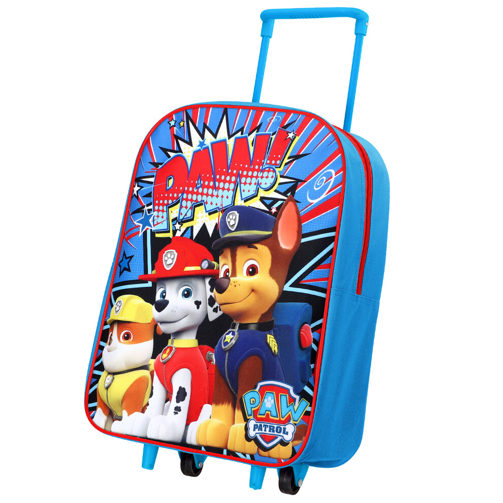Paw Patrol Trolley Foldable Wheeled Cabin Bag Luggage Kids Boys Blue