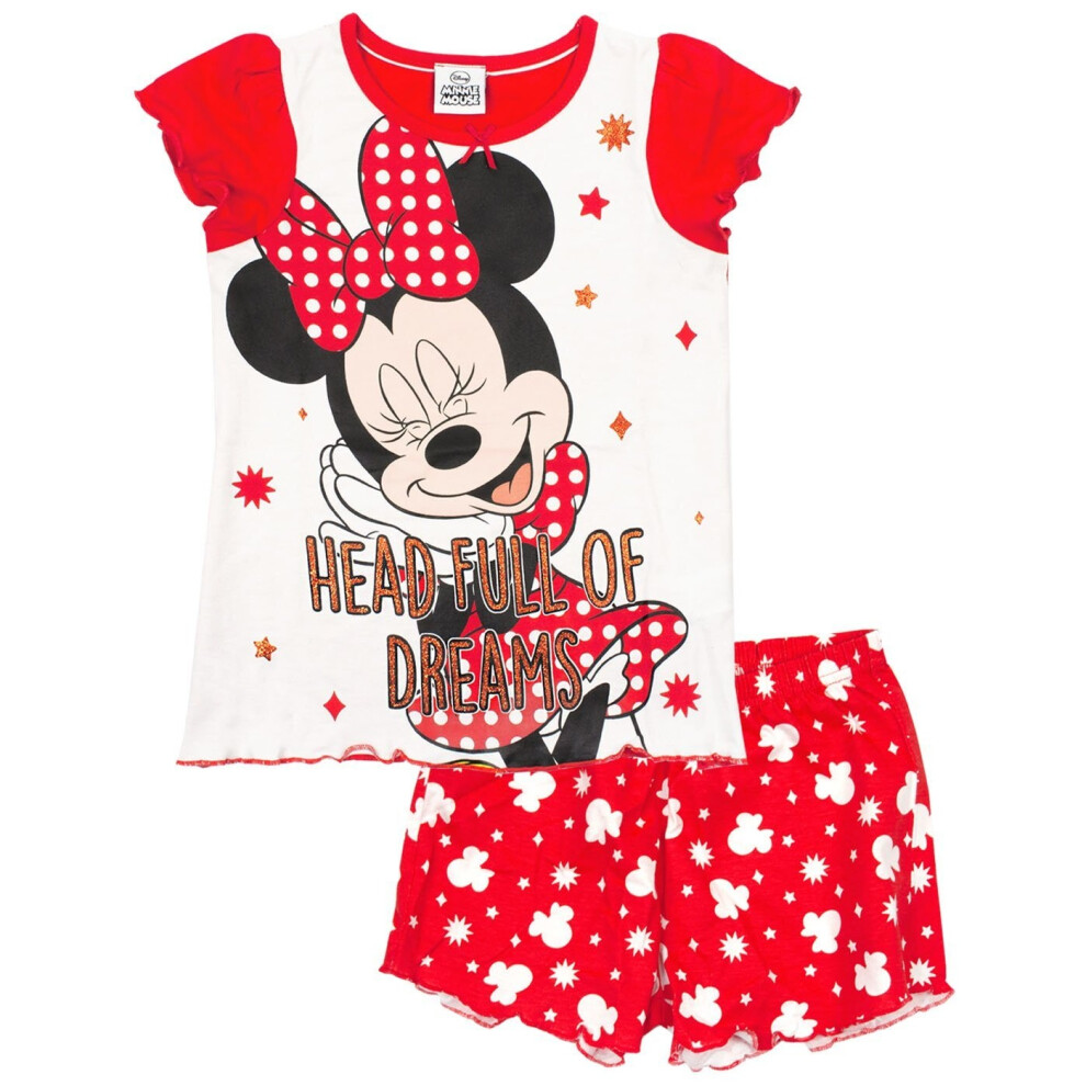 (2-3 Years, Red/White) Minnie Mouse Girls Head Full Of Dreams Short Pyjama Set