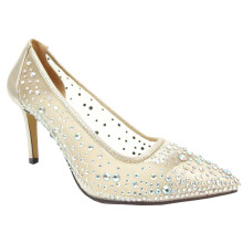 (5 UK, Gold) Lunar Womens/Ladies Argo Mesh Court Shoes