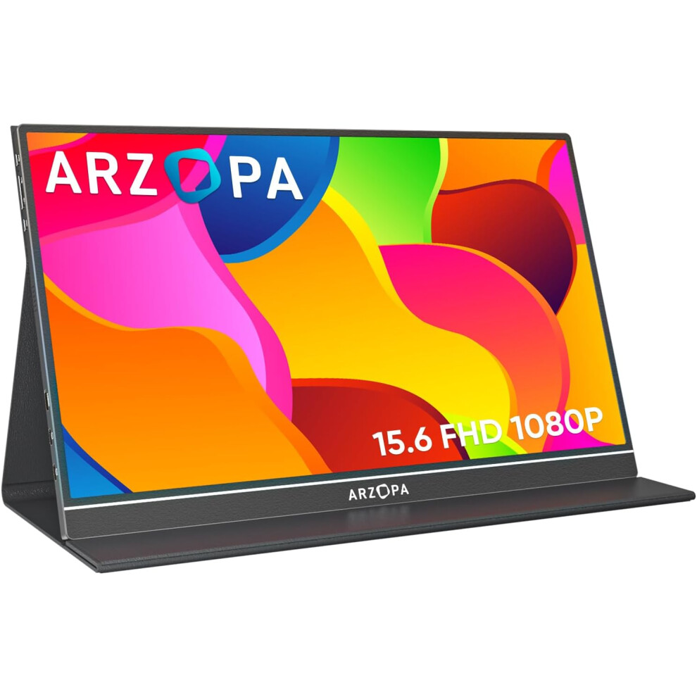 ARZOPA Portable Monitor, S1 Table 15.6'' 1080P FHD Laptop Monitor USB C HDMI Computer Display