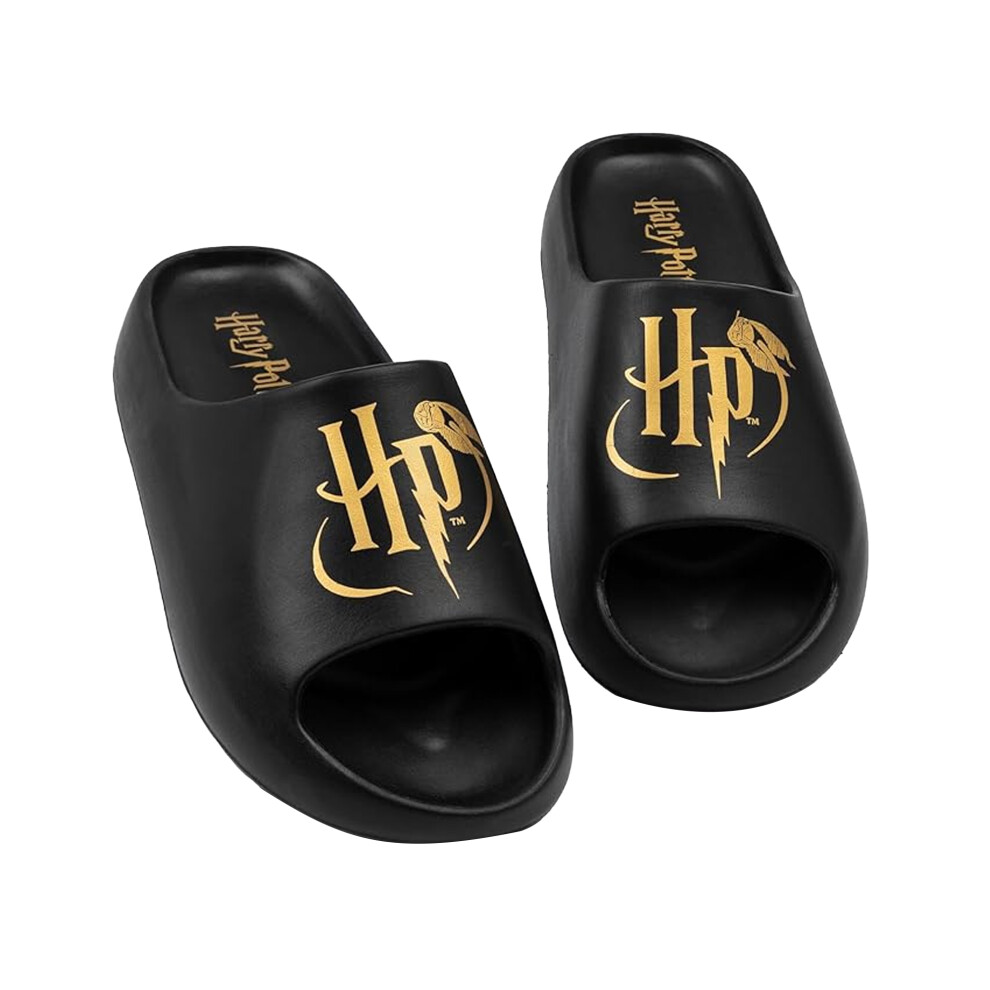 (4 UK, Black) Harry Potter Womens/Ladies Moulded Footbed Sliders