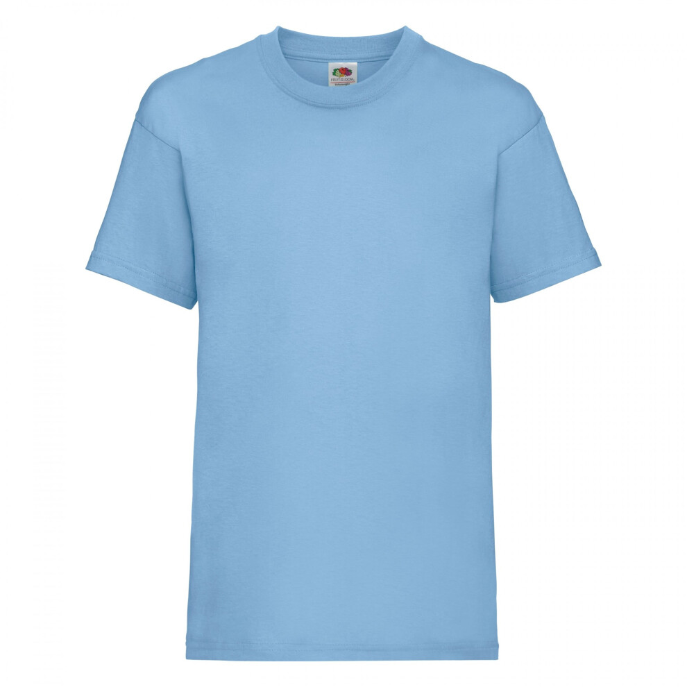 (3-4, Sky Blue) Fruit Of The Loom Childrens/Kids Unisex Valueweight Short Sleeve T-Shirt