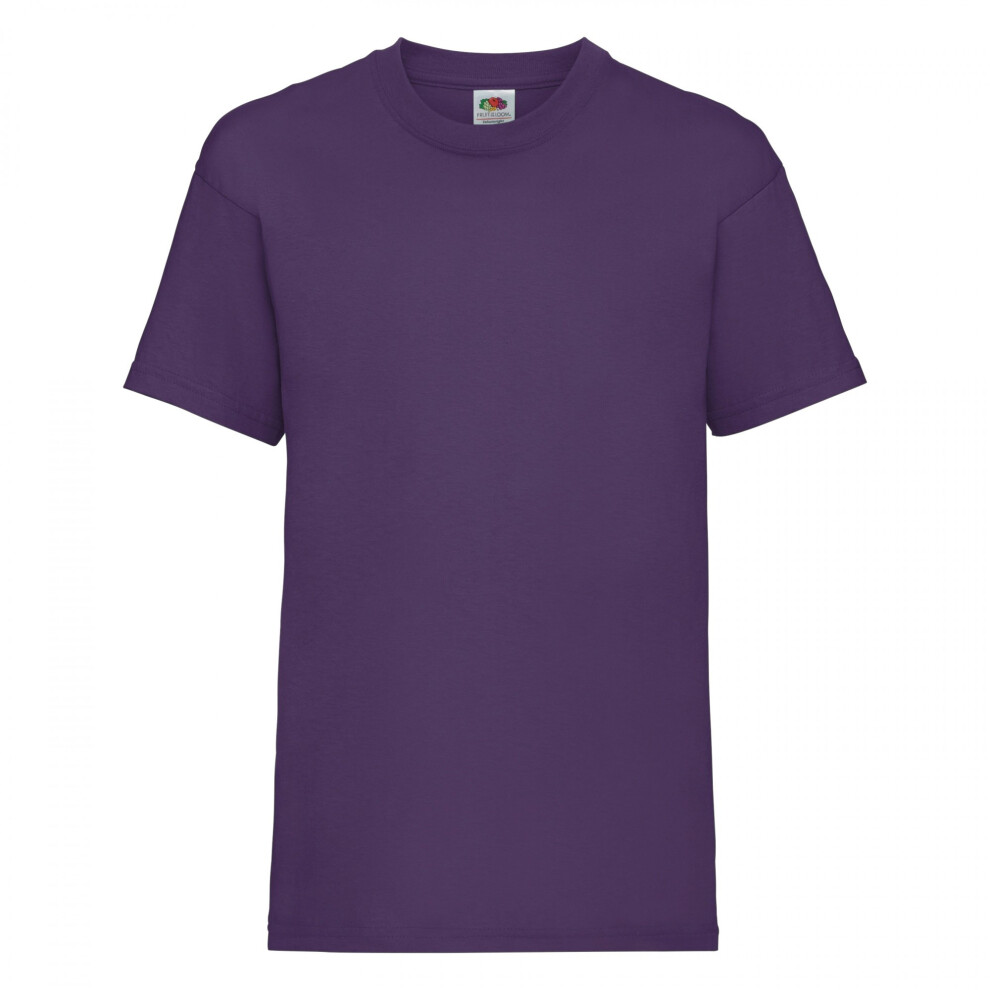 (3-4, Purple) Fruit Of The Loom Childrens/Kids Unisex Valueweight Short Sleeve T-Shirt (Pack of 2)