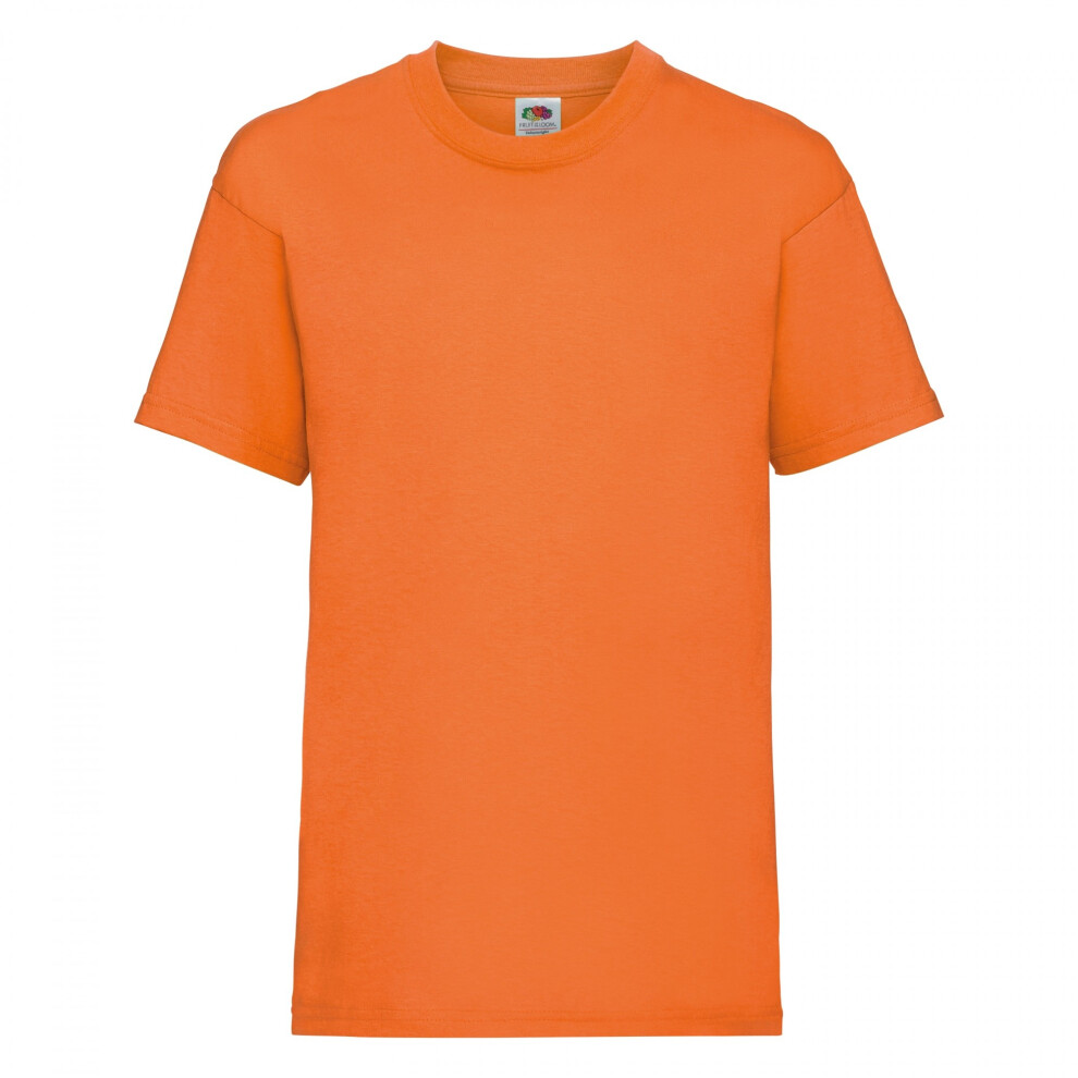 (3-4, Orange) Fruit Of The Loom Childrens/Kids Unisex Valueweight Short Sleeve T-Shirt (Pack of 2)