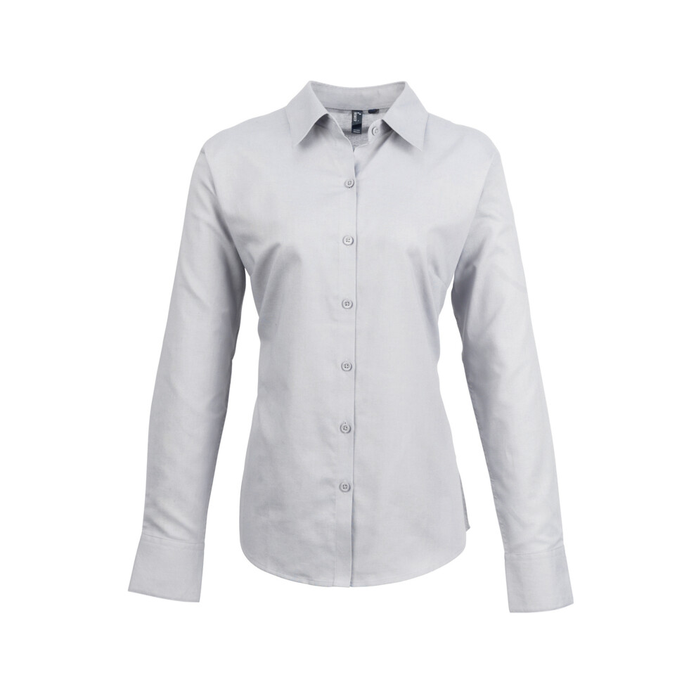 (22, Silver) Premier Womens/Ladies Signature Oxford Long Sleeve Work Shirt