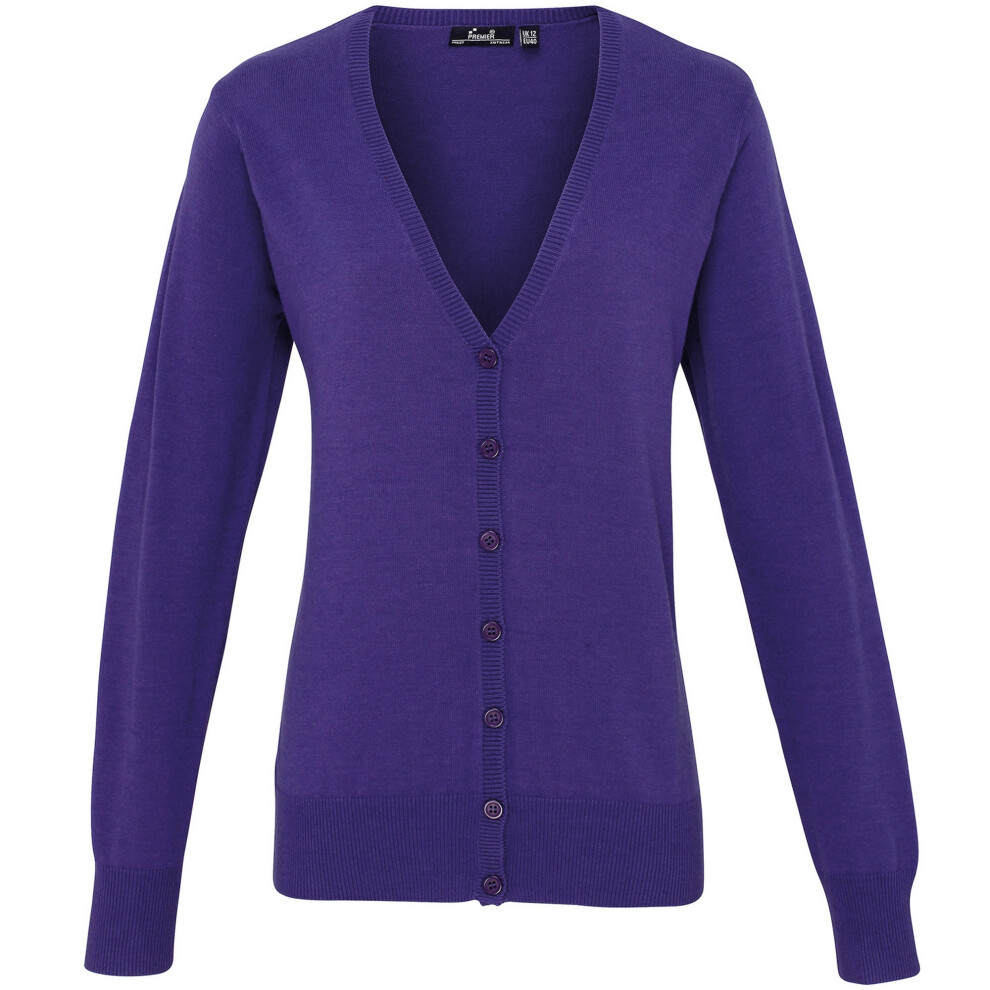 Button Through Long Sleeve V-neck Knitted Cardigan