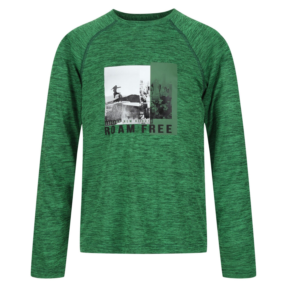 (9-10 Years, Field Green) Regatta Childrens/Kids Burnlee Roam Free Graphic Print Marl T-Shirt