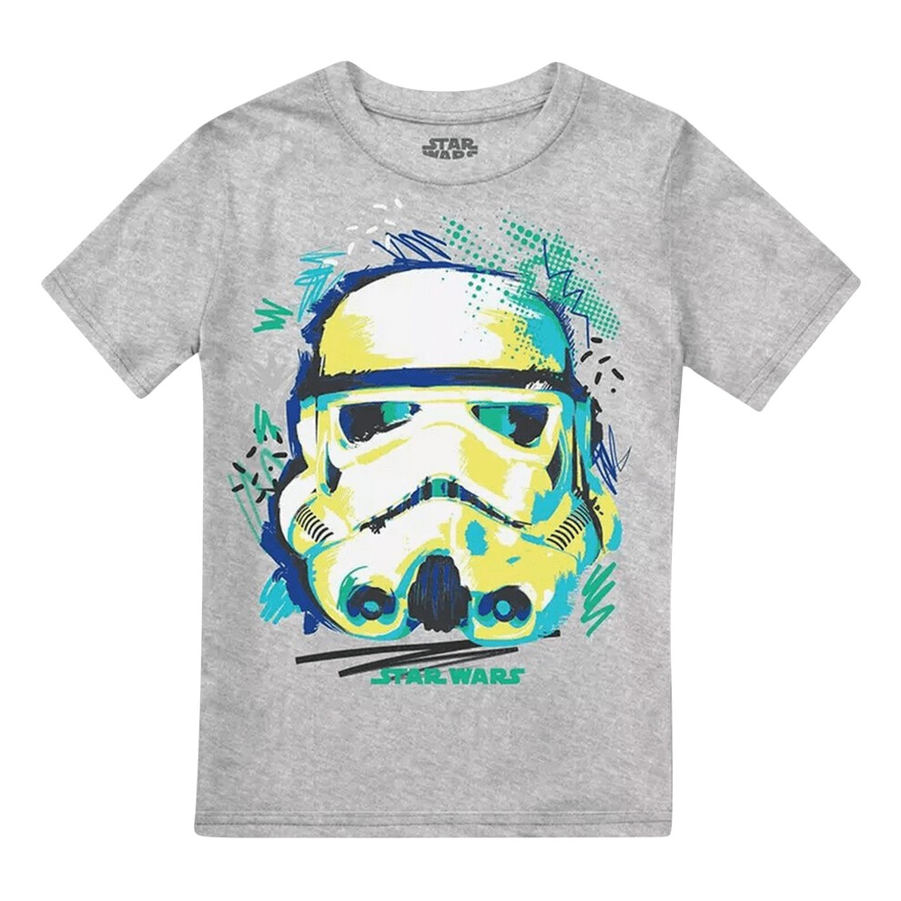 (7-8 Years, Sports Grey) Star Wars Boys Trooper Sketch T-Shirt