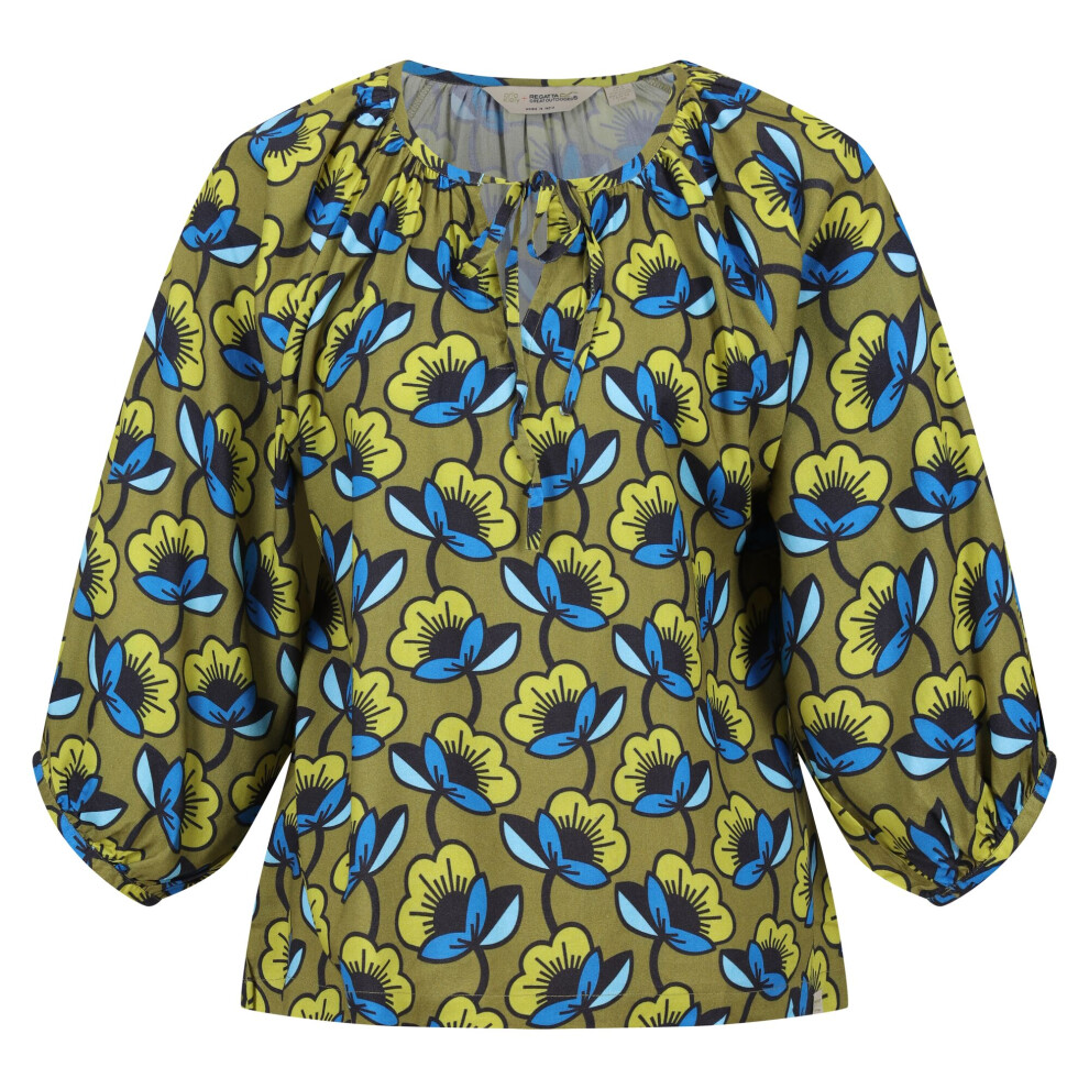 (12 UK, Cardamom Seed) Regatta Womens/Ladies Orla Kiely Passion Flower Tie Neck Blouse