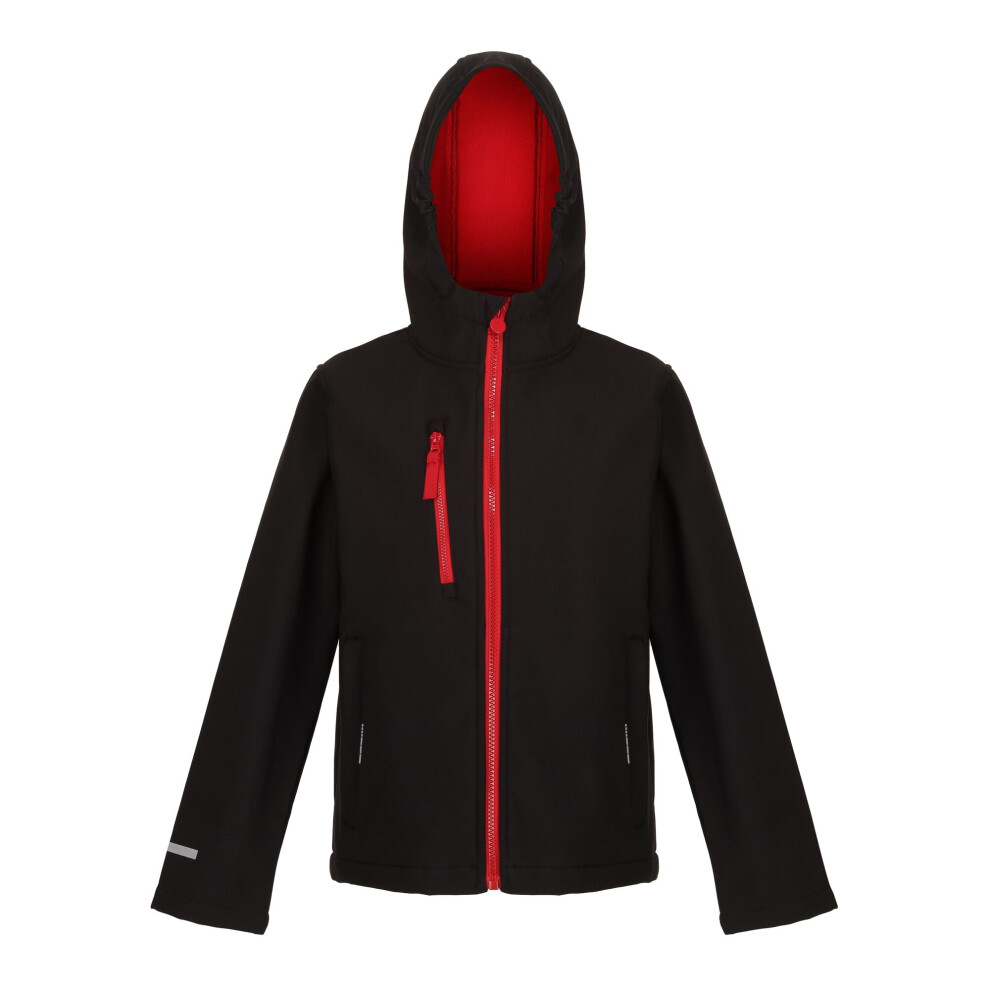 (32In, Black/Classic Red) Regatta Childrens/Kids Ablaze 3 Layer Soft Shell Jacket