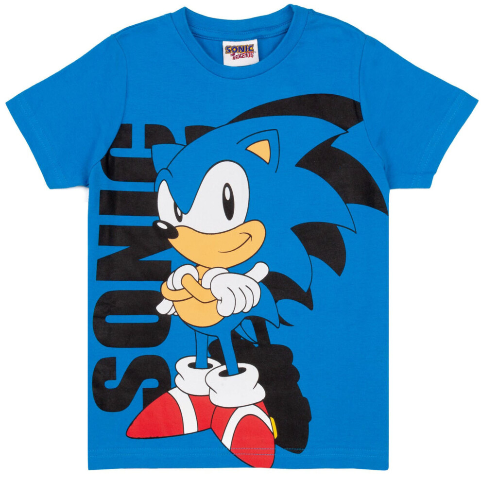 (6-7 Years, Blue/Black) Sonic The Hedgehog Boys Cartoon Character T-Shirt