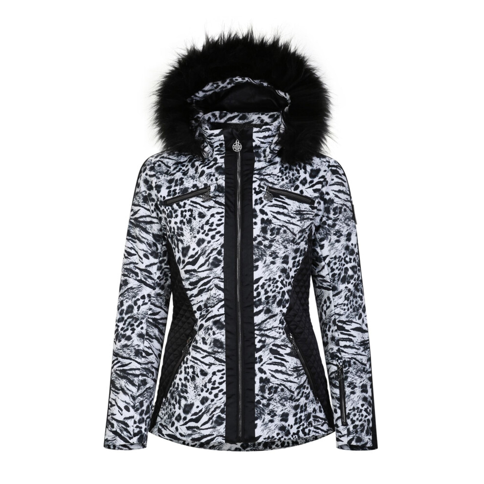 (8 UK, White/Black) Regatta Womens/Ladies Julien Macdonald Mastery Animal Print Ski Jacket