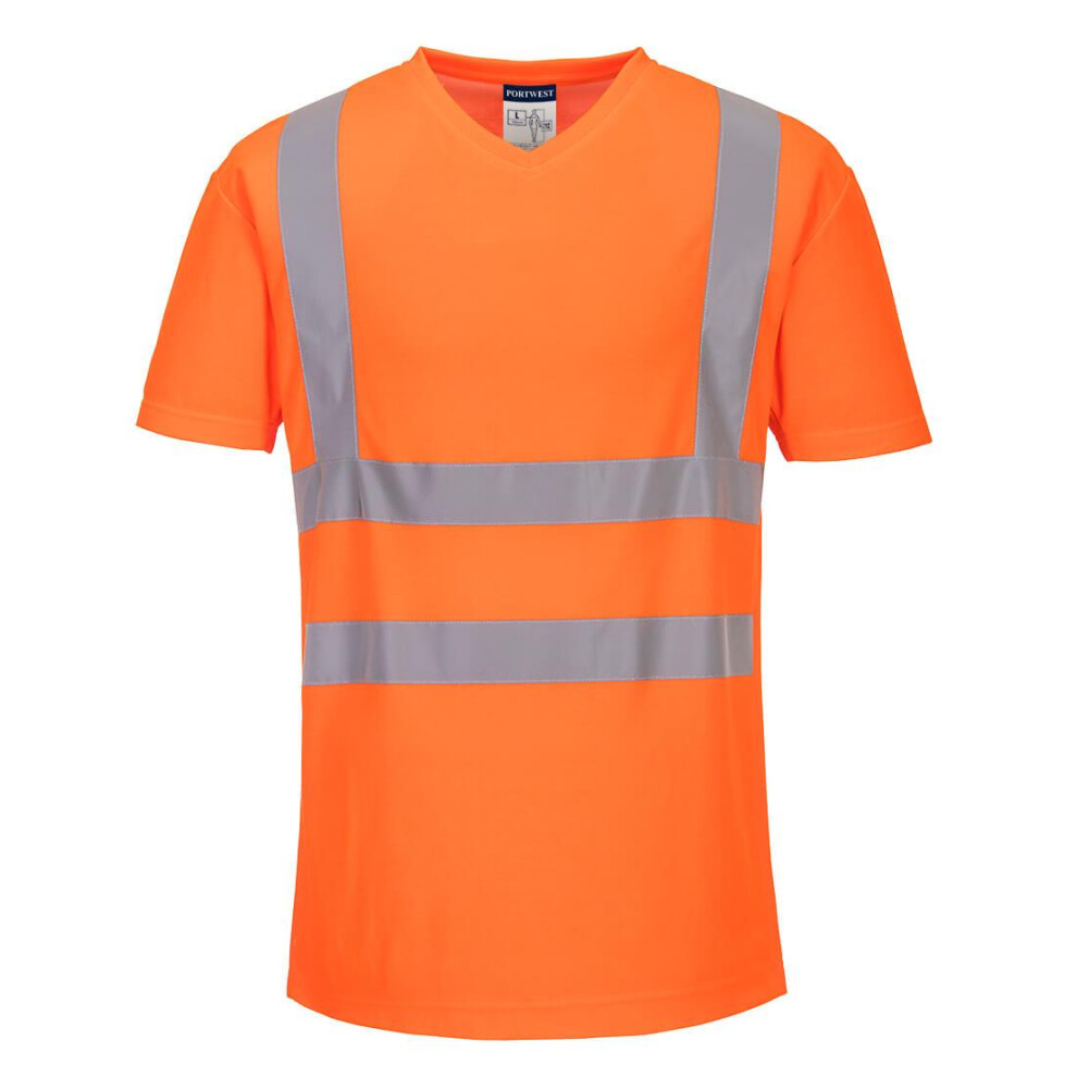 (XXL, Orange) Portwest Mens Hi-Vis Mesh Insert Comfort Safety T-Shirt