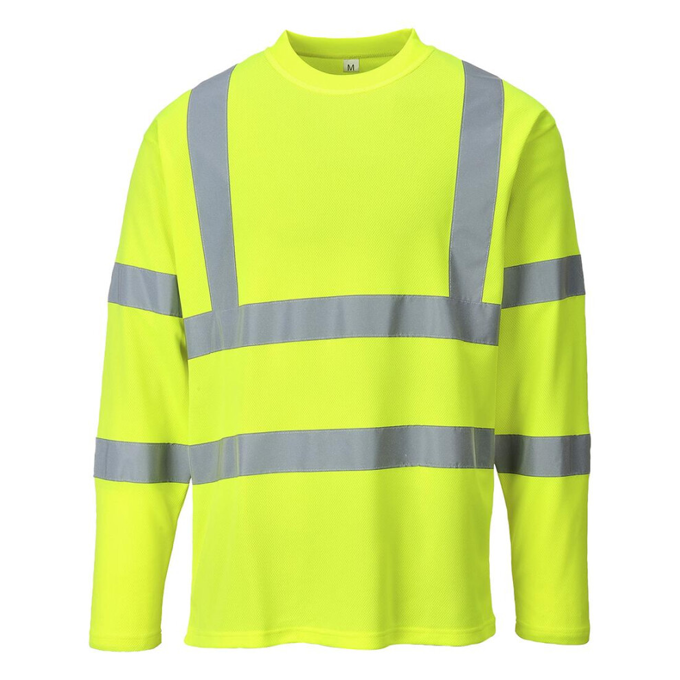 (S, Yellow) Portwest Mens S278 Hi-Vis Long-Sleeved T-Shirt