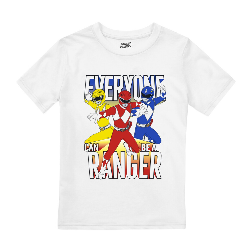 (9-10 Years, White) Power Rangers Boys Everyone Can Be A Ranger T-Shirt