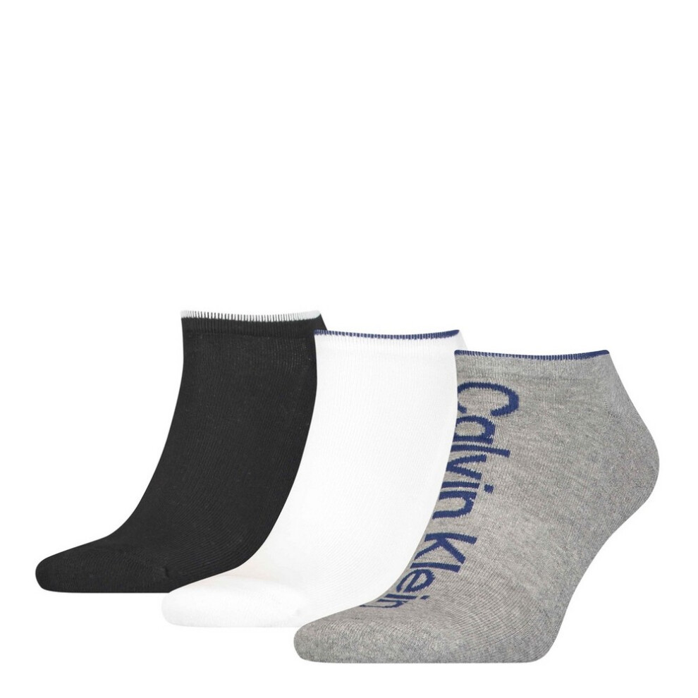 (7 UK-11 UK, Black/Grey/White) Calvin Klein Mens Trainer Socks (Pack of 3)