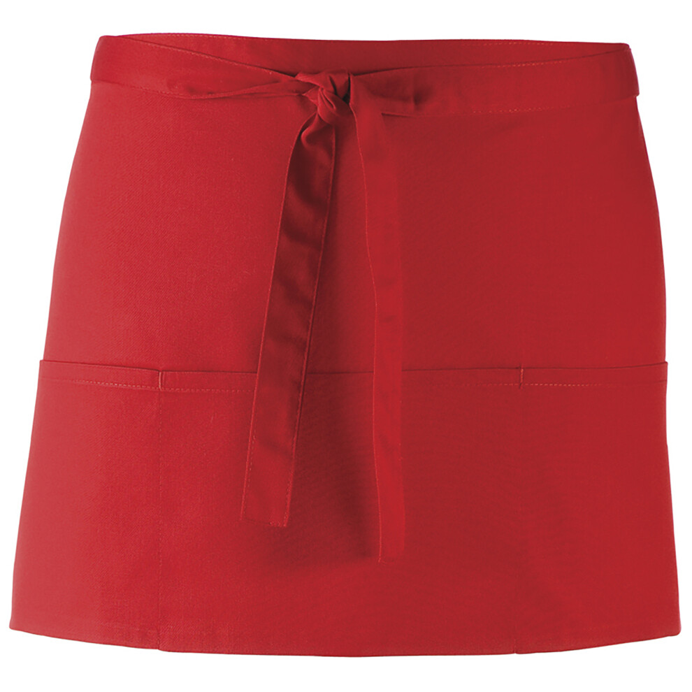 (One Size, Red) Premier Ladies/Womens Colours 3 Pocket Apron / Workwear