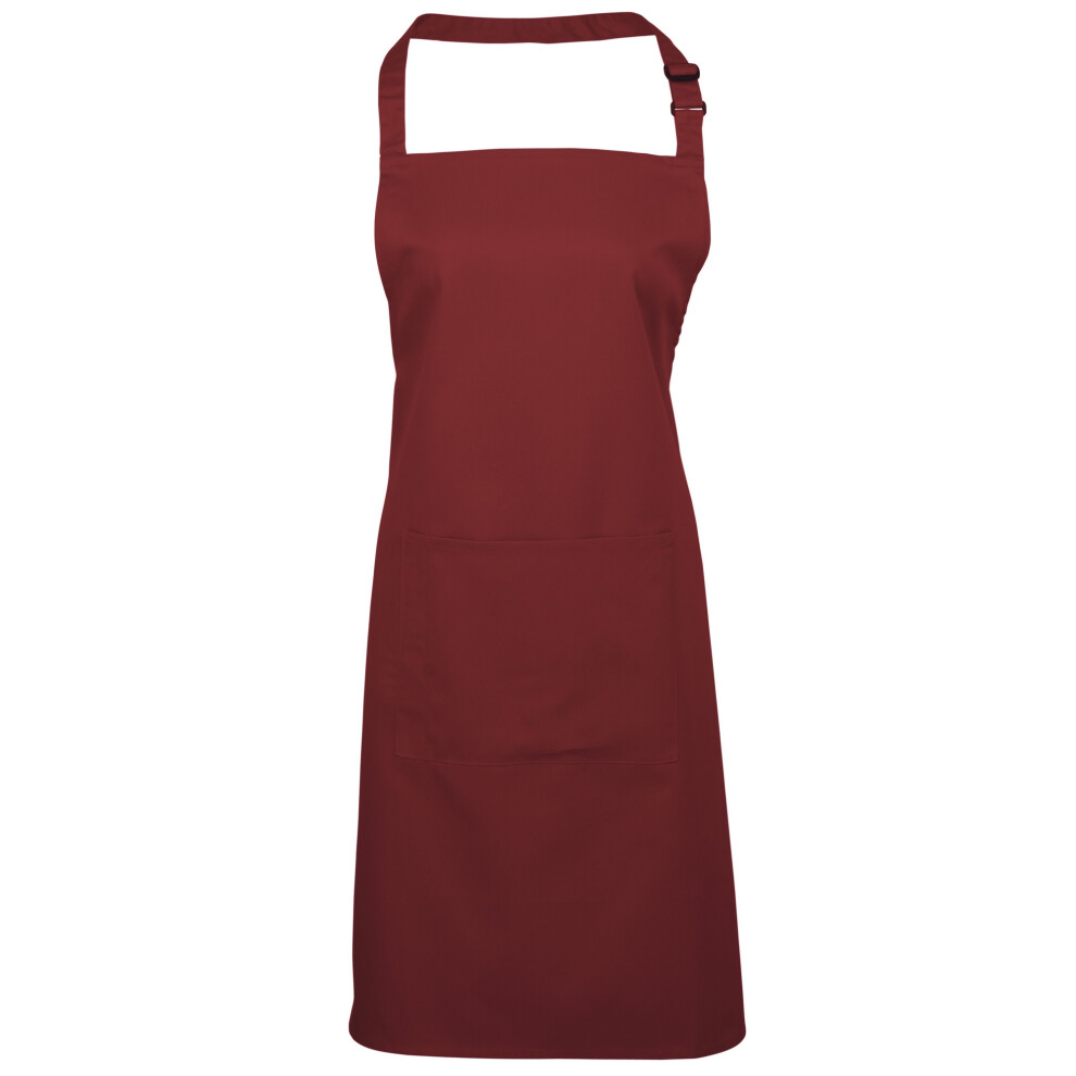 (One Size, Burgundy) Premier Ladies/Womens Colours Bip Apron With Pocket / Workwear