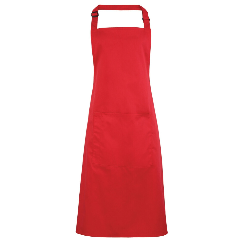 (One Size, Strawberry Red) Premier Ladies/Womens Colours Bip Apron With Pocket / Workwear