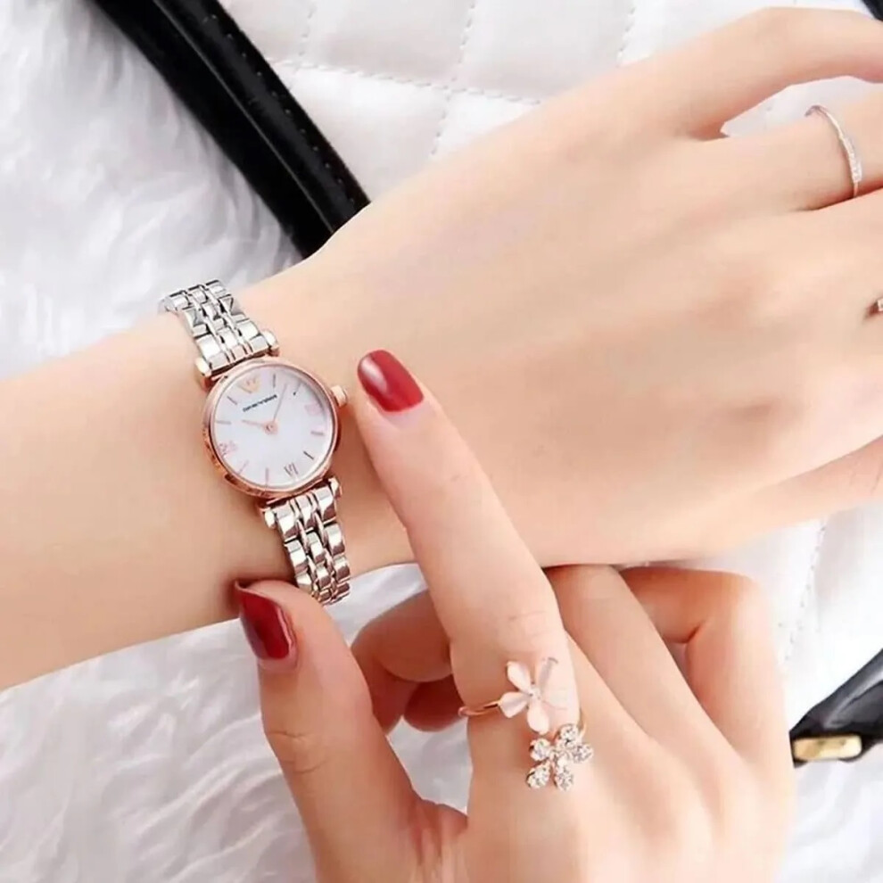 Armani AR1764 Classic Mother of Pearl Rose Gold Silver Ladies Watch