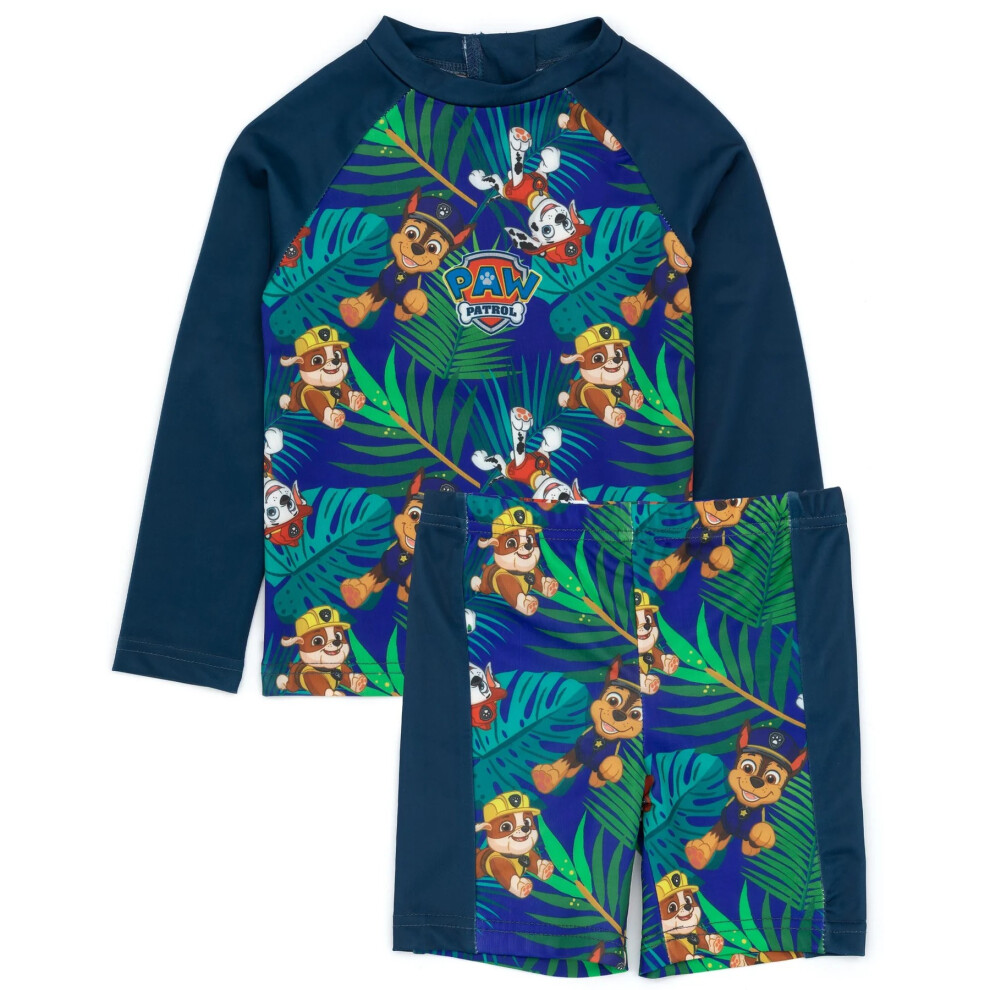 (5-6 Years, Navy) Paw Patrol Baby Boys Character Two-Piece Swimsuit