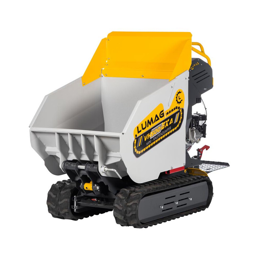 MINI DUMPER / POWER BARROW LUMAG VH500GXA 500KG TRACK BARROW WITH PETROL HONDA ENGINE & HYDRAULIC TIP
