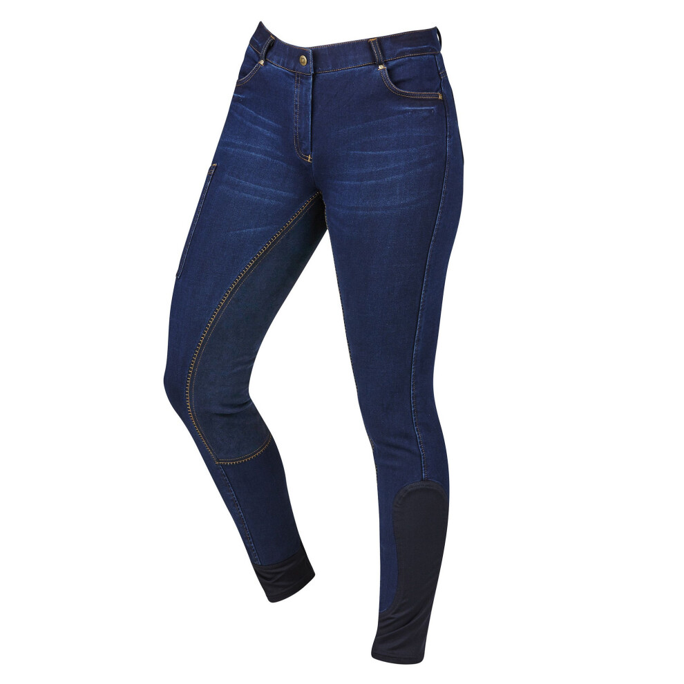 (30in, Blue Denim/Navy) Dublin Womens/Ladies Shona Full Suede Seat Denim Breeches
