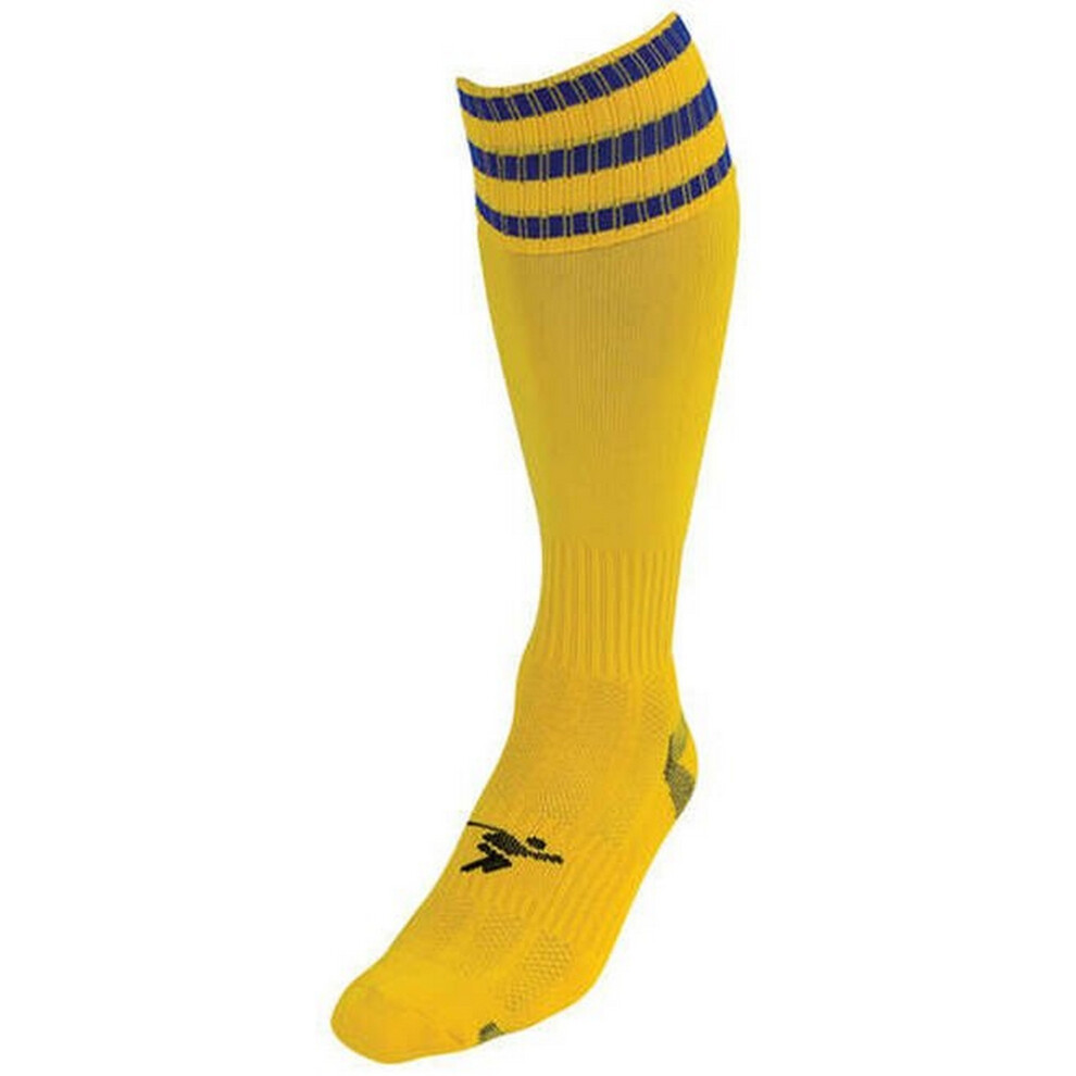 (3 UK-6 UK, Yellow/Royal Blue) Precision Childrens/Kids Pro Football Socks
