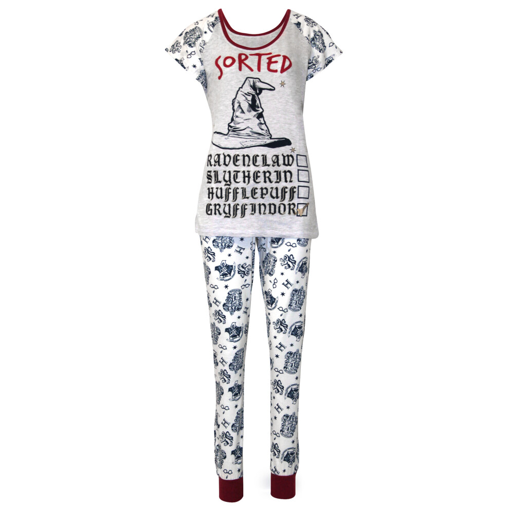 (12-14, Purple/White) Harry Potter Womens/Ladies Sorting Hat Pyjamas