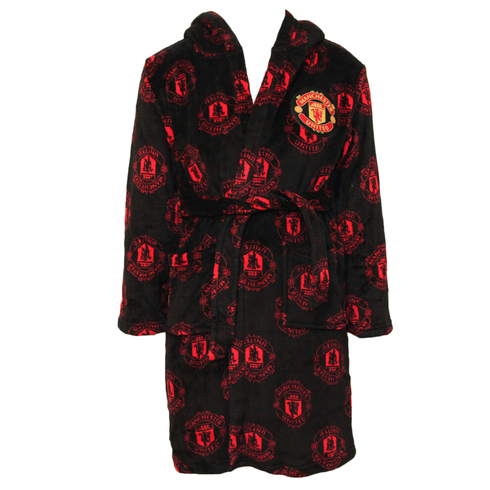 (15 Years, Black/Red) Manchester United FC Childrens/Kids Dressing Gown