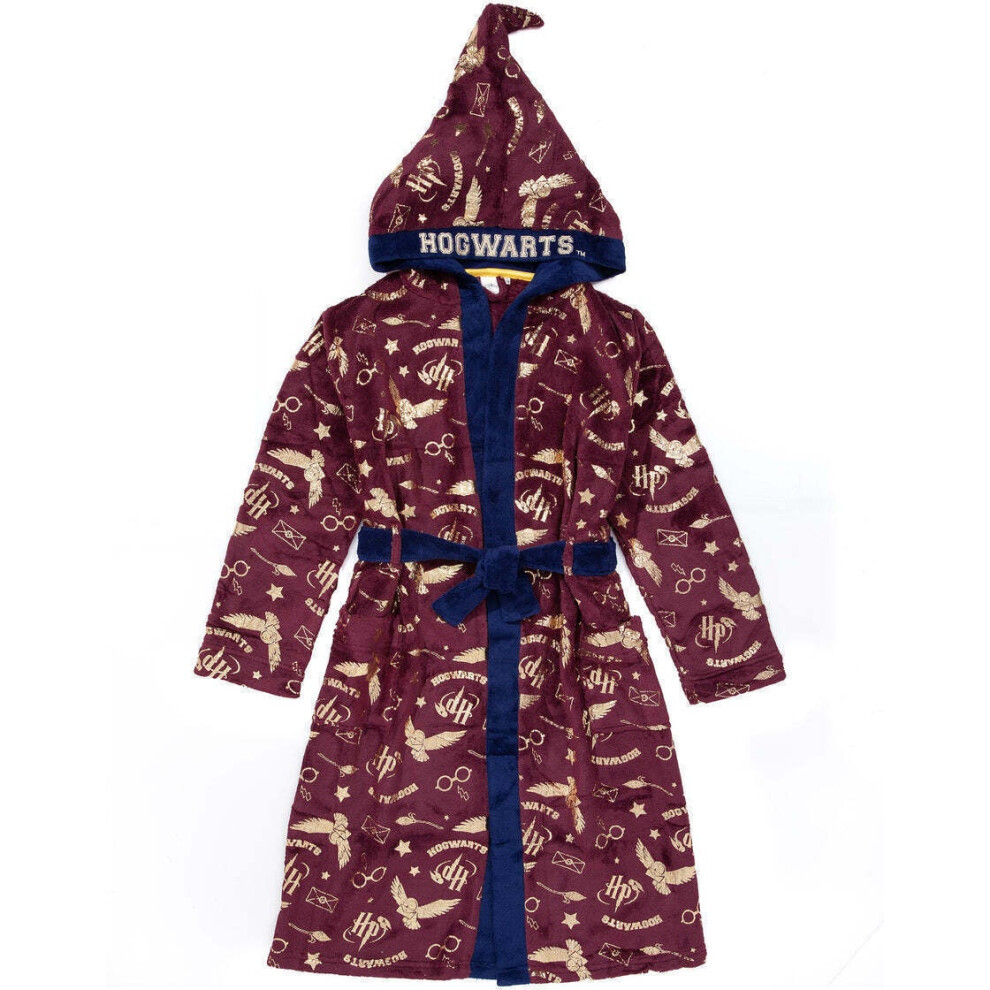 (11-12 Years, Navy/Maroon/Gold) Harry Potter Childrens/Kids Dressing Gown