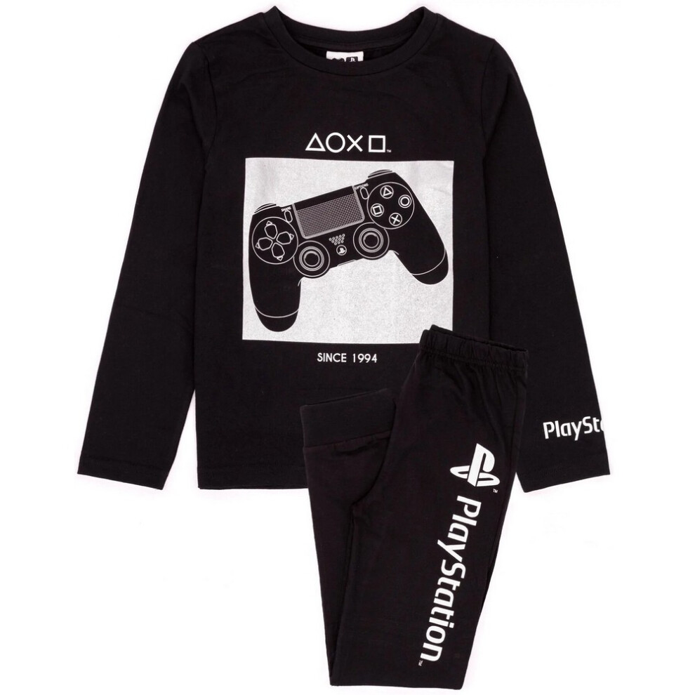 (5-6 Years, Black/White) Playstation Boys Game Controller Long Pyjama Set