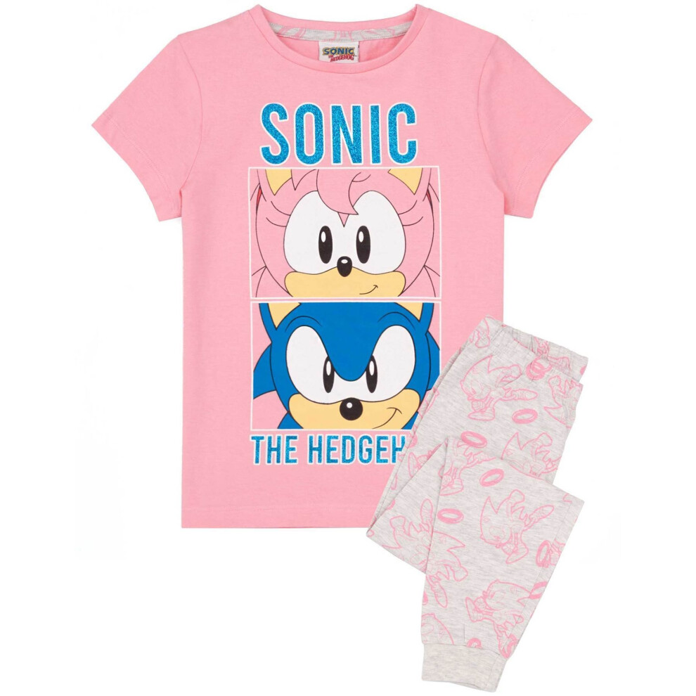 (8-9 Years, Pink/Grey) Sonic The Hedgehog Girls Pyjama Set