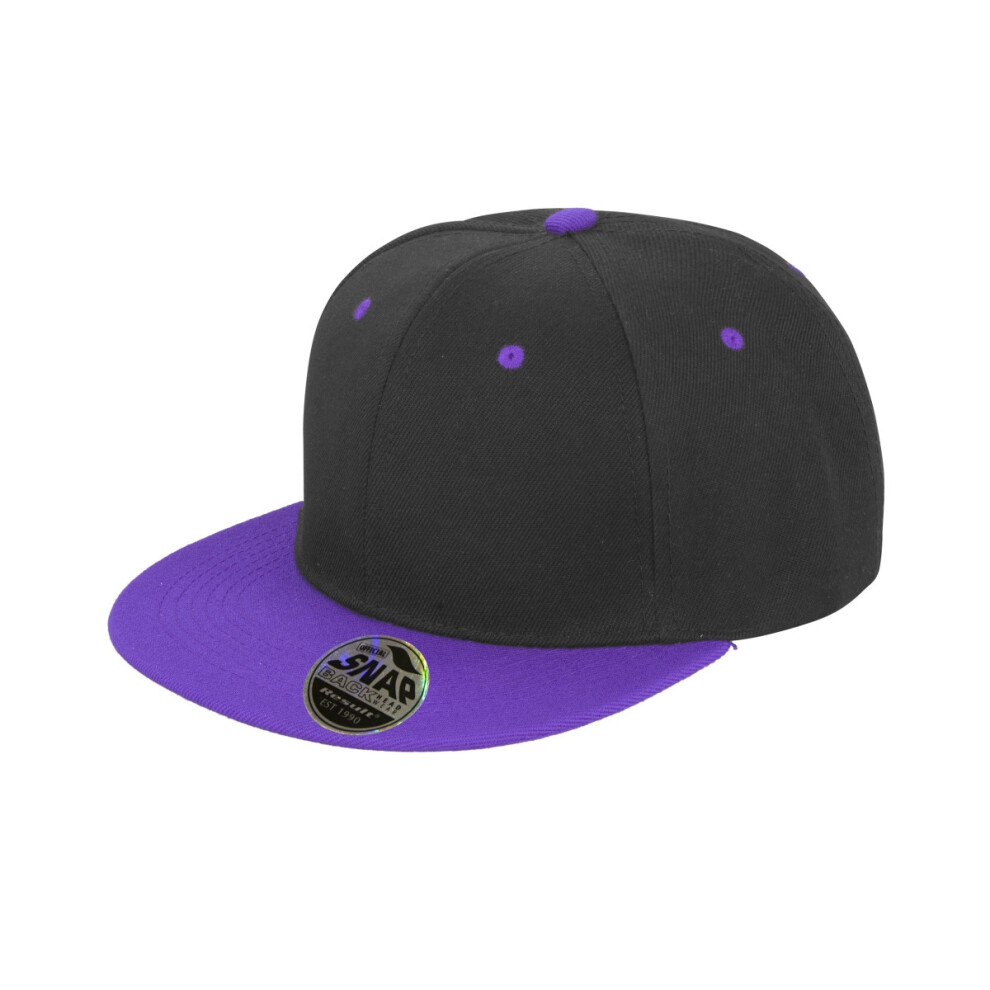 (One Size, Black/Purple) Result Unisex Core Bronx Original Flat Peak Snapback Dual Colour Cap