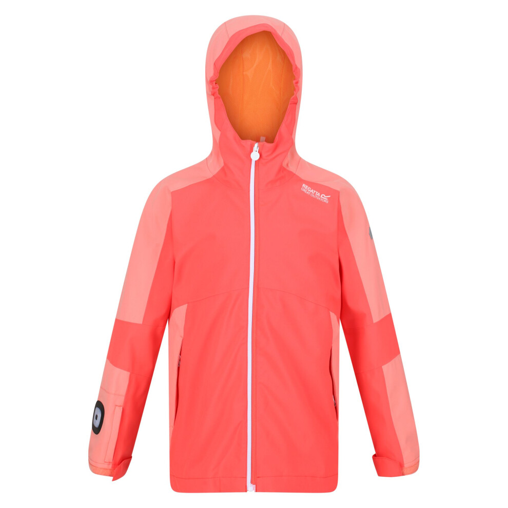 (13 Years, Neon Peach/Fusion Coral) Regatta Childrens/Kids Rayz Waterproof Jacket