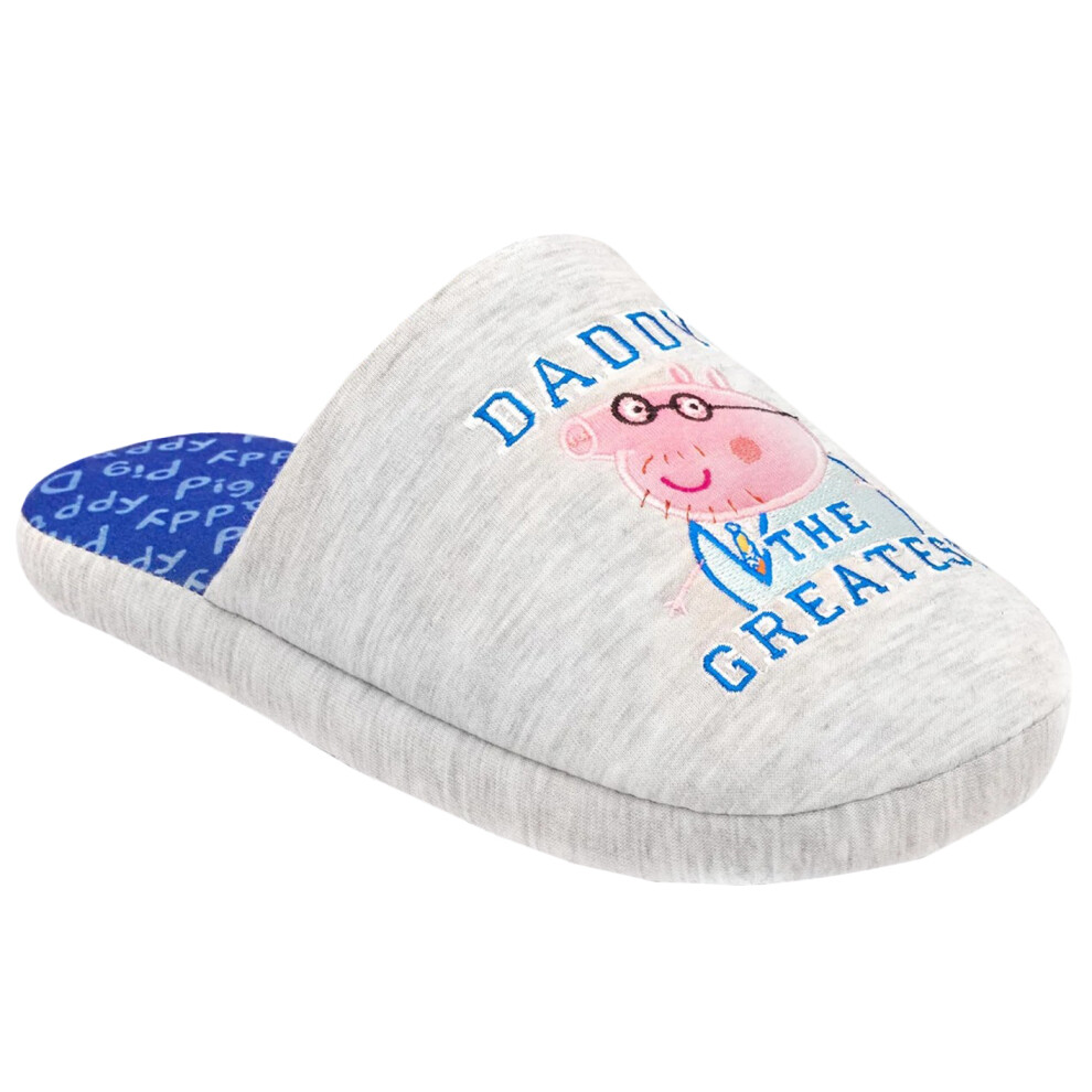 (7 UK-8 UK, Grey/Blue/Pink) Peppa Pig Mens Daddy Slippers