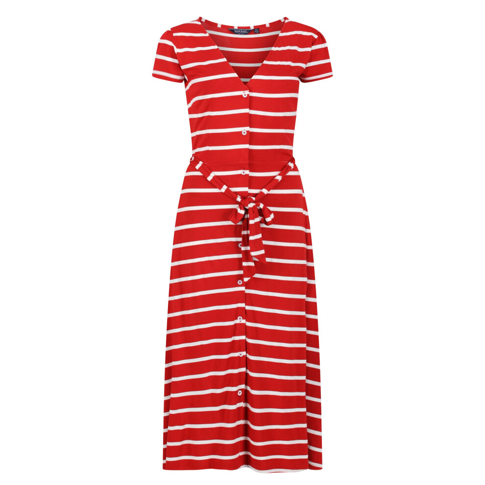 (14 UK, True Red/White) Regatta Womens/Ladies Maisyn Stripe Shirt Dress