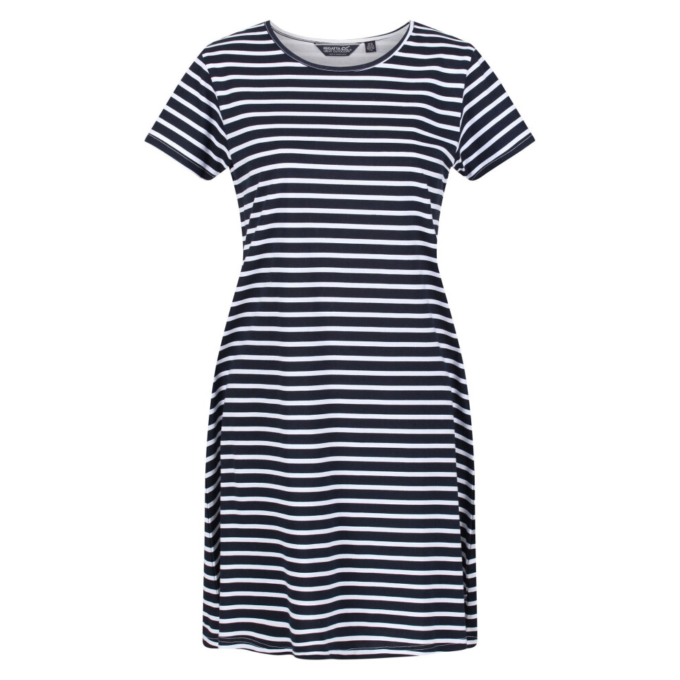 (12 UK, Navy/White) Regatta Womens/Ladies Balia Stripe Swing Dress
